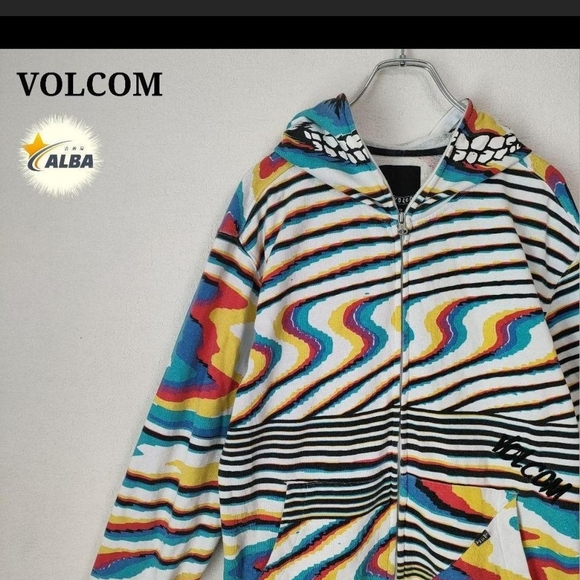 Volcom Ryan Sheckler Monster Hoodie Aop Multicolor Striped Lightweight Jacket